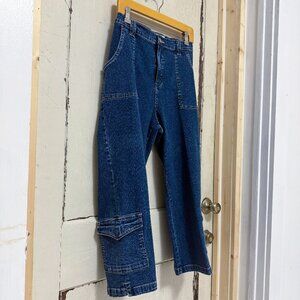 Vintage Y2K Denim 24/7 Cargo Cropped Jeans – 18W – High Rise – NWT Tag – Rare